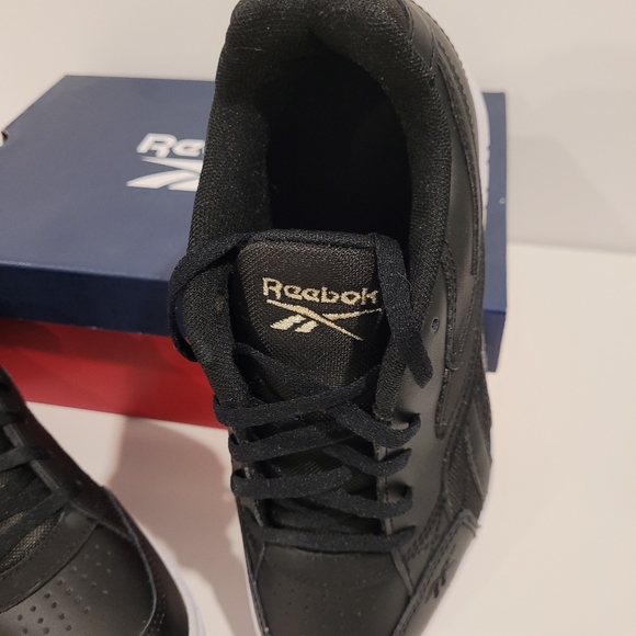 NWB NWT Reebok Court Double Mix Women's Black Leather Shoes White Soles 6.5 - Picture 13 of 15